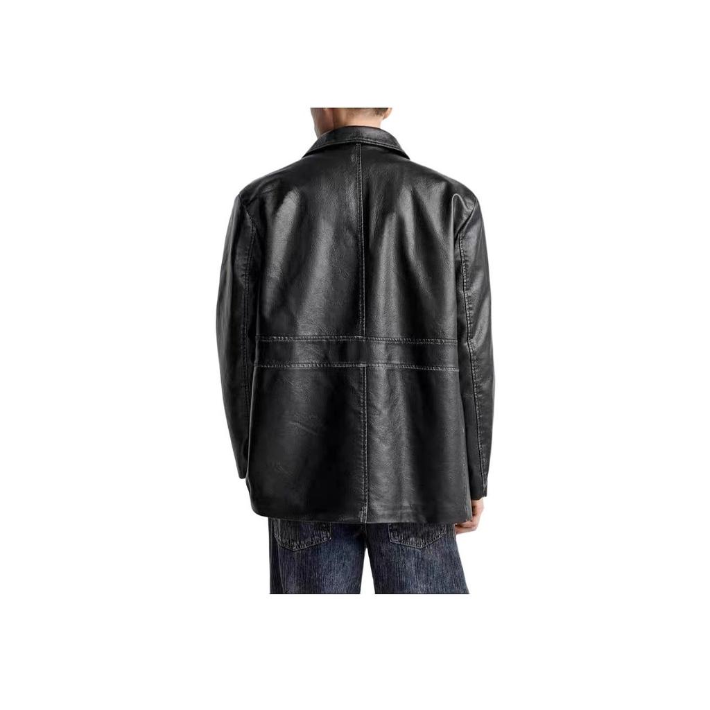 Zara Pánské blejzry s efektem vintage, z umělé kůže, s dlouhým rukávem, černé 5070312-700