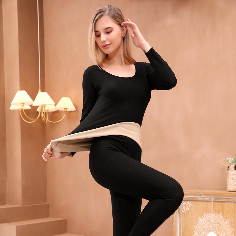 Double-Sided Brushed Seamless Warm Base Layer Set for Men & Women - Fleece-Lined, Perfect for Autumn and Winter
