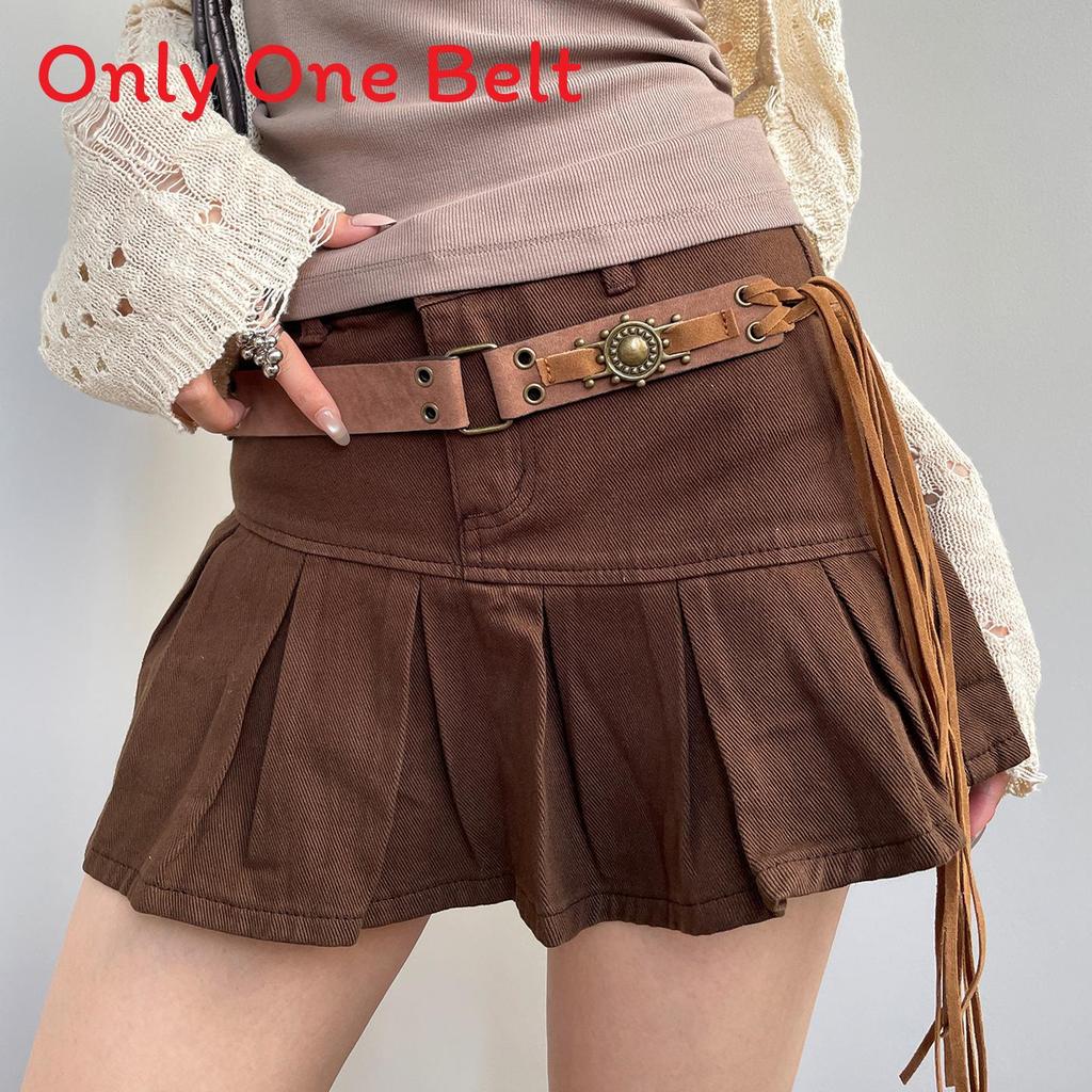 

Leather Belt For Women With Vintage Finish For Casual Dresses коричневий