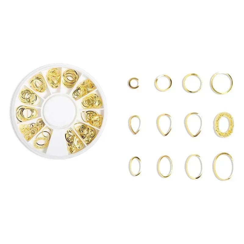 12 Grids Gold Star Moon Nail Art Charm 3DMetal Nail Rhinestones for Acrylic Nails Decoration Jewelry Making DIY Crafts Supply