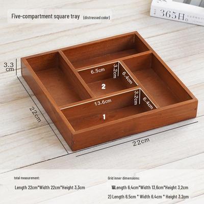 Drewniane pudełko do przechowywania na biurko w stylu japońskim - Organizer dziewięciokomorowy do sypialni, przedpokoju