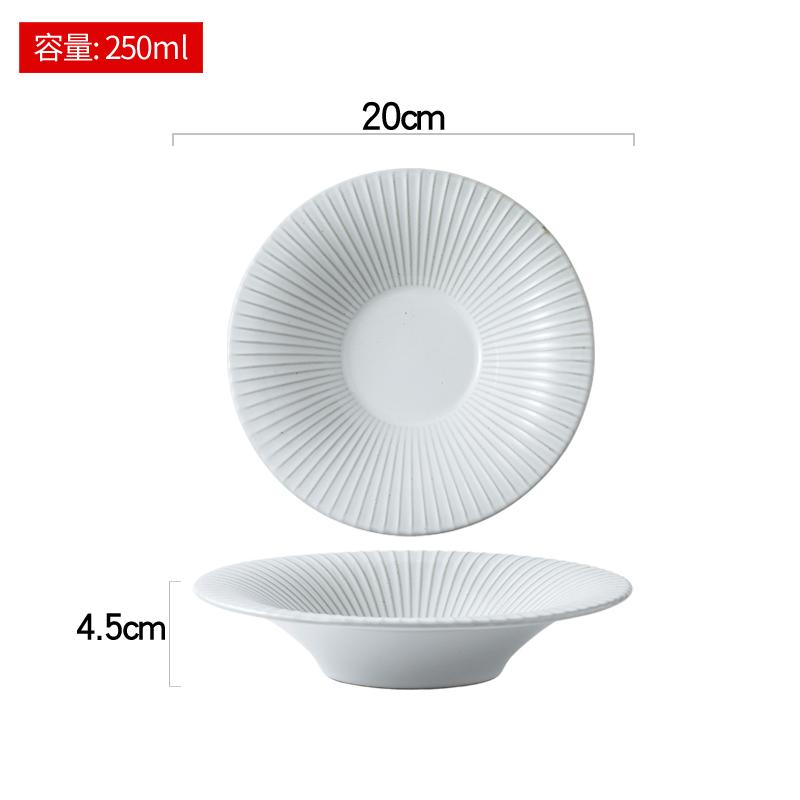 Japanese Striped Salad Plate Ceramic Deep Plate Thick Soup Plate Dessert Snack Bowl Kitchen Artistic Conception Tableware