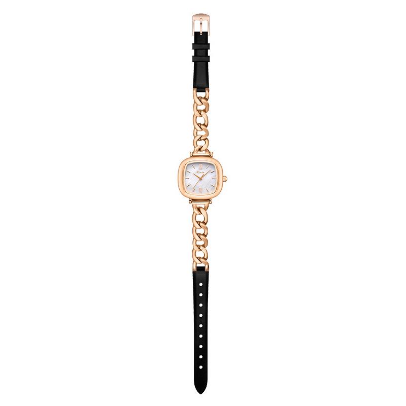 Jinmiou Women's Exquisite Mother-of-Pearl Square Leather Watch, Waterproof and Elegant for Daily Wear.