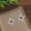 Vintage Round Flower Inlaid Red Stone Earrings Geometric Creativity Silver Color Dangle Earrings for Women Jewelry