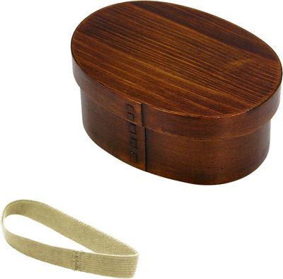 Osaka Choseido Magewappa Bento Simples Lanche Bônus Caixa Bege com Faixa, Oval, Camada, Dividido, Faixa, Incluído, Pequeno, 450cc,