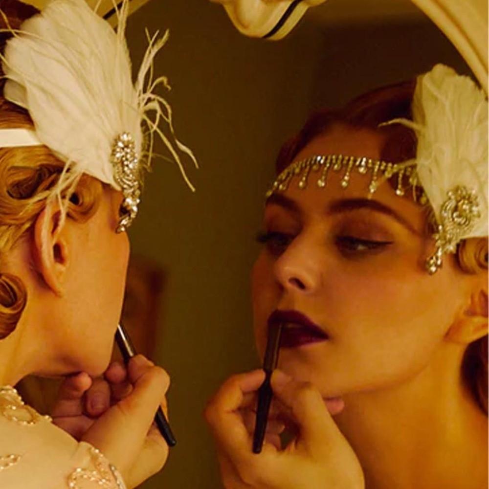 Vintage Cosplay Dress Headwear Crystal 1920s Hair Accessories Feather Headband Stage Performance