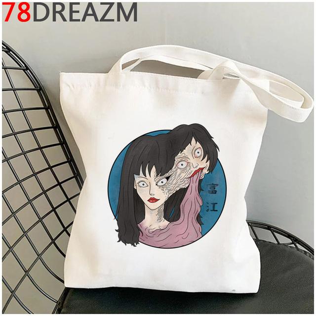 Junji Ito Einkaufstasche Shopper Baumwolle wiederverwendbare Einkaufstasche Stoff reciclaje wiederverwendbare boodschappentas sacolas