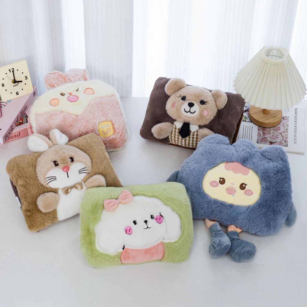 Oppladbar tegneserie plysj håndvarmer - Avtakbar og vaskbar, Eksplosjonssikker elektrisk varmtvannsflaske (2025)