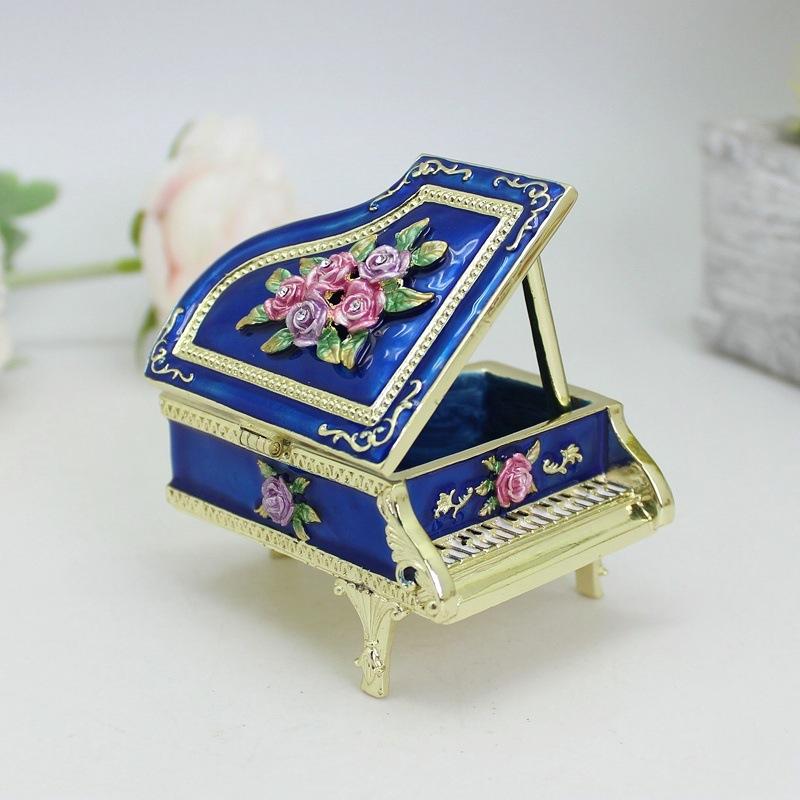 

Эмаль Металлические Поделки Роза Пианино Шкатулка для Драгоценностей Подарок на День Святого Валентина Свадебный Подарок синий