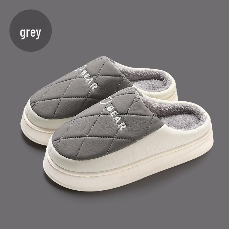 Men's Waterproof Cotton Slippers: Indoor, Plus Velvet, Warm, Thick-Soled for Autumn & Winter