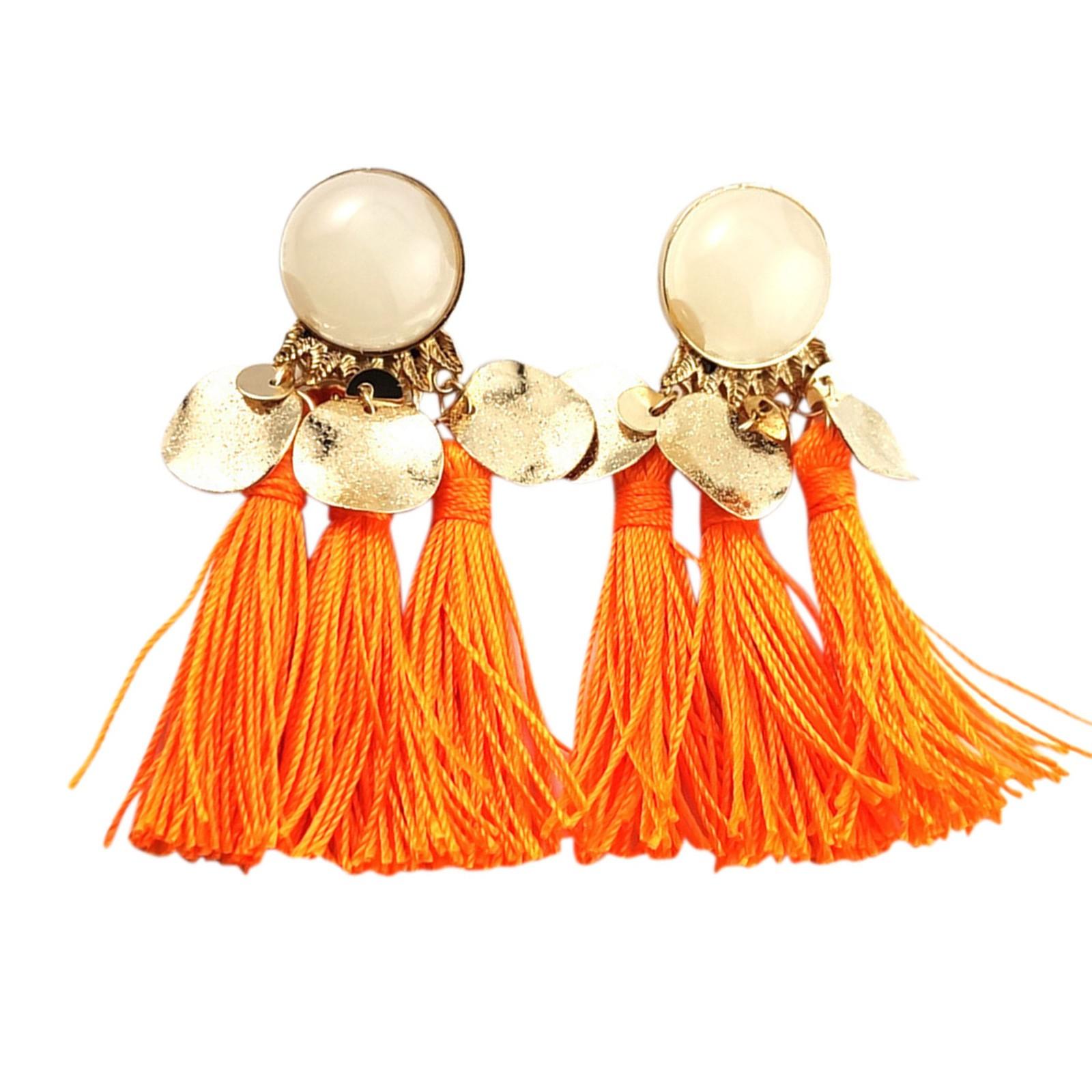 

Women Bohemian Fashion Weave Tassel Earrings Long Drop Earrings Jewelry One Size шафрановий