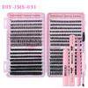 640 Cluster DIY Doll Lashes: 9-16mm Natural Dense D Curl Segmented False Eyelash Extension Set