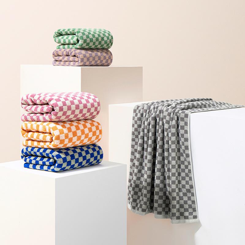 Pure Cotton Jacquard Adult Face Towel Chess Board Towel Thickened Plush Multi-color Towel Durable Durable Useful