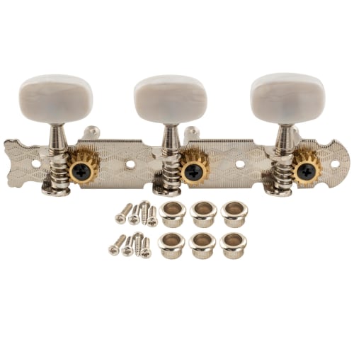 Musiclily Pro Acoustic Guitar Tuner Set, White Button Nickel