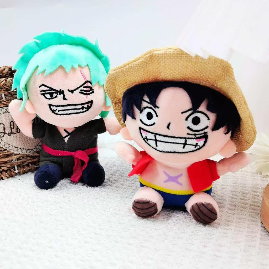 New One Piece Anime Figure Zoro Luffy Chopper Plush Toys Cute Cartoon Plushie Stuffed Dolls Pendant Kids Xmas Gifts