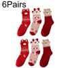 3/6 Pairs Christmas Socks Moisture Wicking Women Multi-Color Deer Stockings Cute Christmas Stockings Cartoon Design