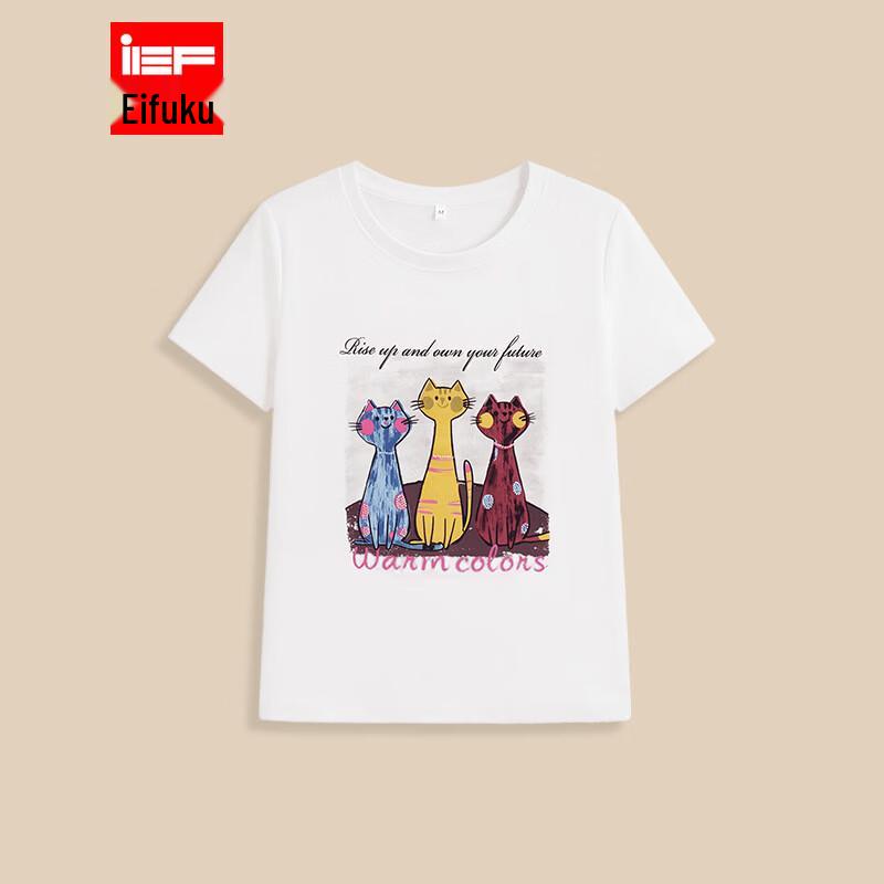 IEF Women s Japanese Style Cat Print Short-Sleeve T-Shirt L