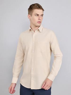 Men Slim Fit Beige Shirt