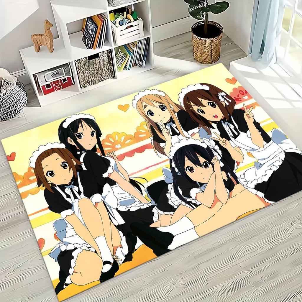 Anime K-ON Kawaii Girl Hirasawa Yui Music Cartoon Rug for Bedroom Living Room Sofa Home Doormat Decor,Kids Non-slip Floor Mat