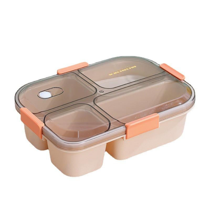 Microwave-Safe Bento Box Adults 3-Compartment Or 4-Compartment Lunch Container With Sauce Soup Compartment Plastic