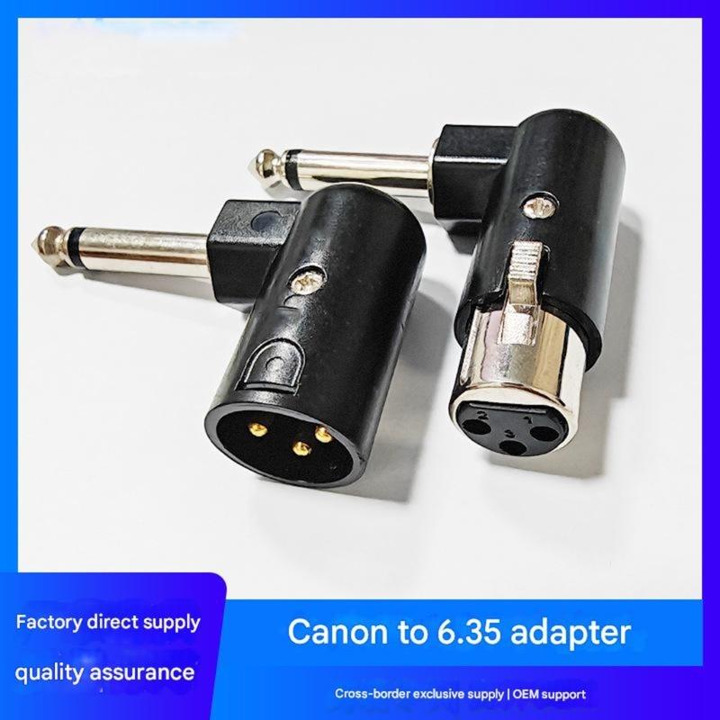 90 Degree Aluminum 6.35mm to XLR 3 Pin Audios Adapter Converter for Recording Equipment and Live Sound Applications