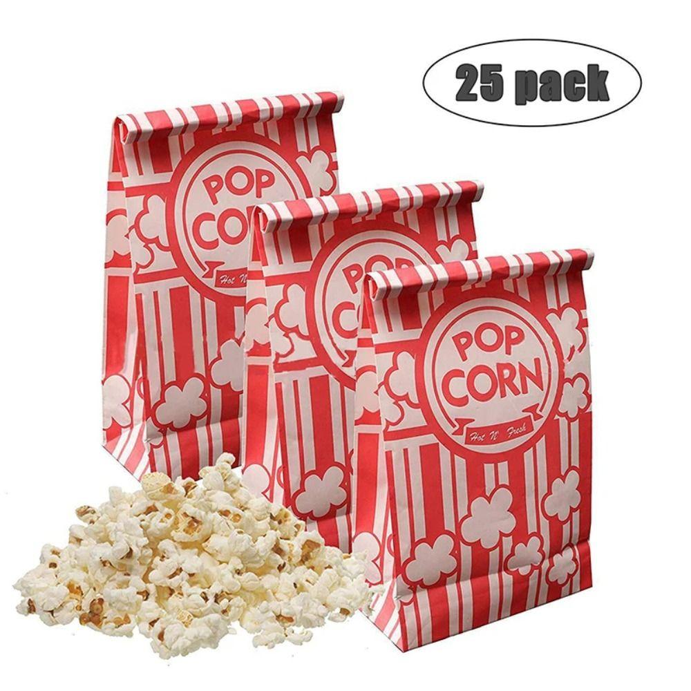 25 Buc Containere Convenabile pentru Popcorn Suport Pungi cu Dungi de Carnaval Pungă pentru Depozitare Gustări, Biscuiți, Dulciuri