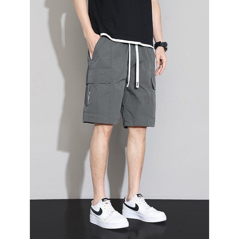Men's American-Style Shorts, Summer Thin Style, 2025 New Model, Workwear Five-Point Pants, Drawstring Ice Silk Quick-Dry Pants