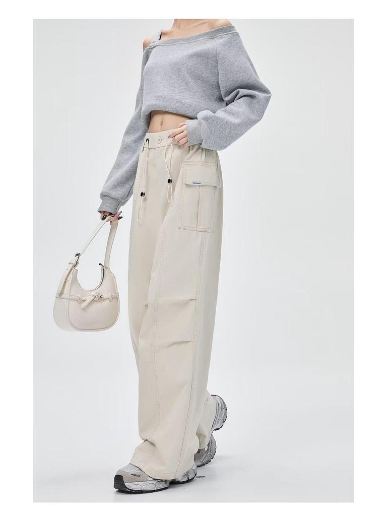 Korean Style Women's Casual Cargo Pants - Spring/Summer Straight Fit