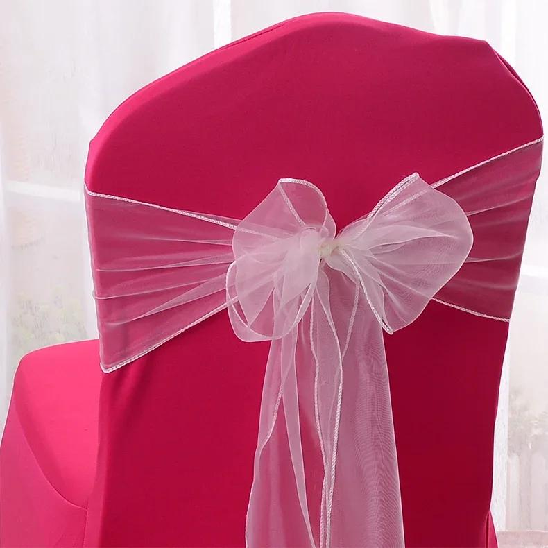 50pcs/100pcs Wedding Chair Sash Ties Crystal Organza Chair Bow Sash Knots For Party Event Banquet Decoration