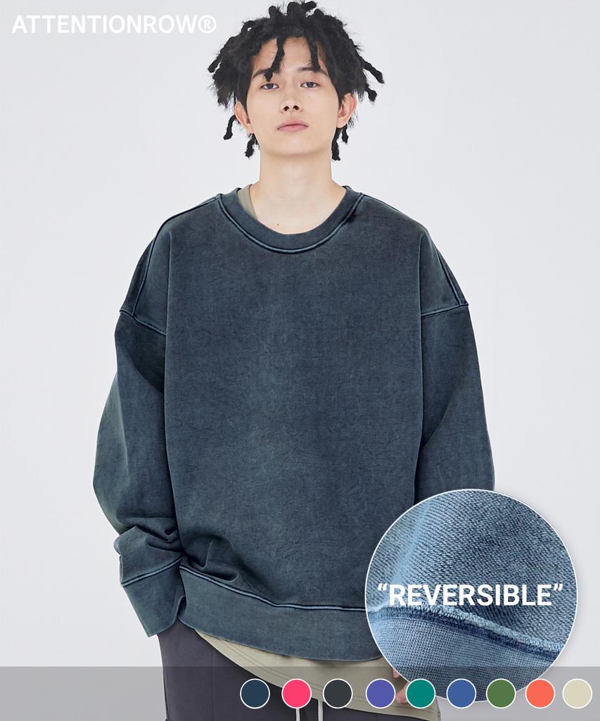 ATTENTIONROW Loco Pigment Reversible Heavy Sweatshirt (9 Colors) (Type A)