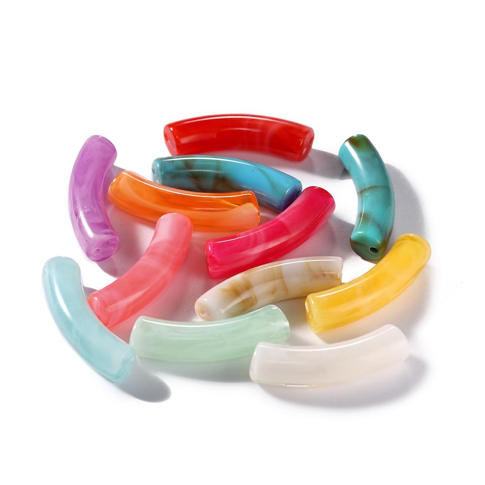 10 Stück/Los 10*33mm Gebogenes Rohrperlen Acryl Gebogene Röhrenperlen für DIY Armband Halskette Anhänger Schmuckherstellung Zubehör