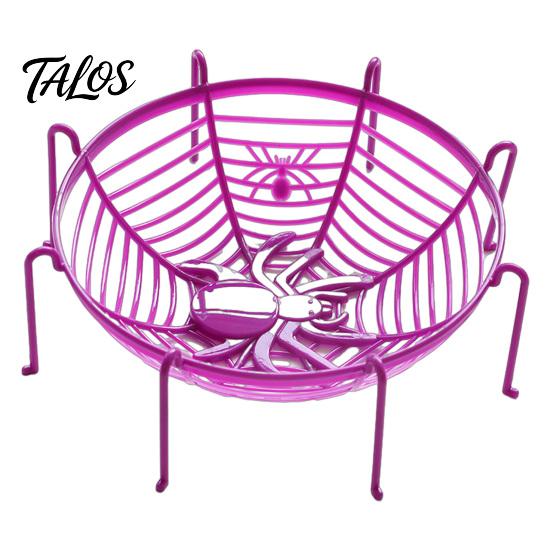 Spider Web Party Decoration Halloween Basket, Plastic Cobweb Design Fruit Serving Bowl, Treat for or Trick Candy Holder Dinner Table, Supplies Festive