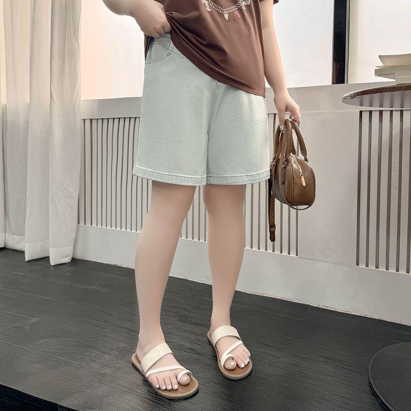 

Plus size women clothing [Universal Match Demin shorts] Summer New Open Line High Waist 100.00kg Super Easy to Match Short Pants