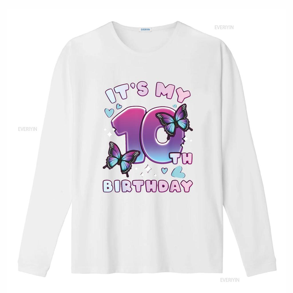 10e Verjaardag Meisje 10 jaar Vlinders en Numb Kenmerkend Damesmode T-shirt Print Top vintage Gewassen grafisch