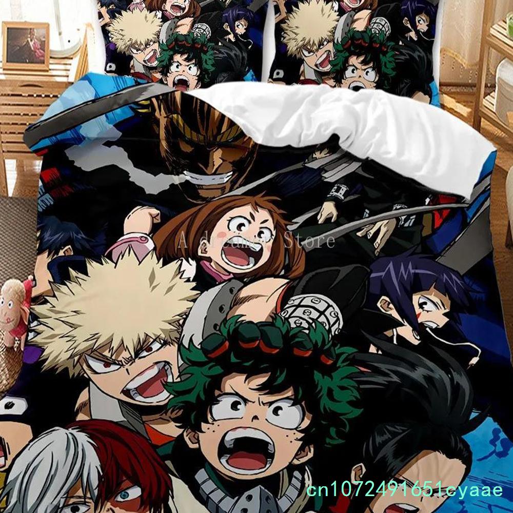 Japan Anime My Hero Academia Printed Bedding Set Cartoon Duvet Covers Pillowcases Comforter Bedding Set Bedclothes Bed Linen