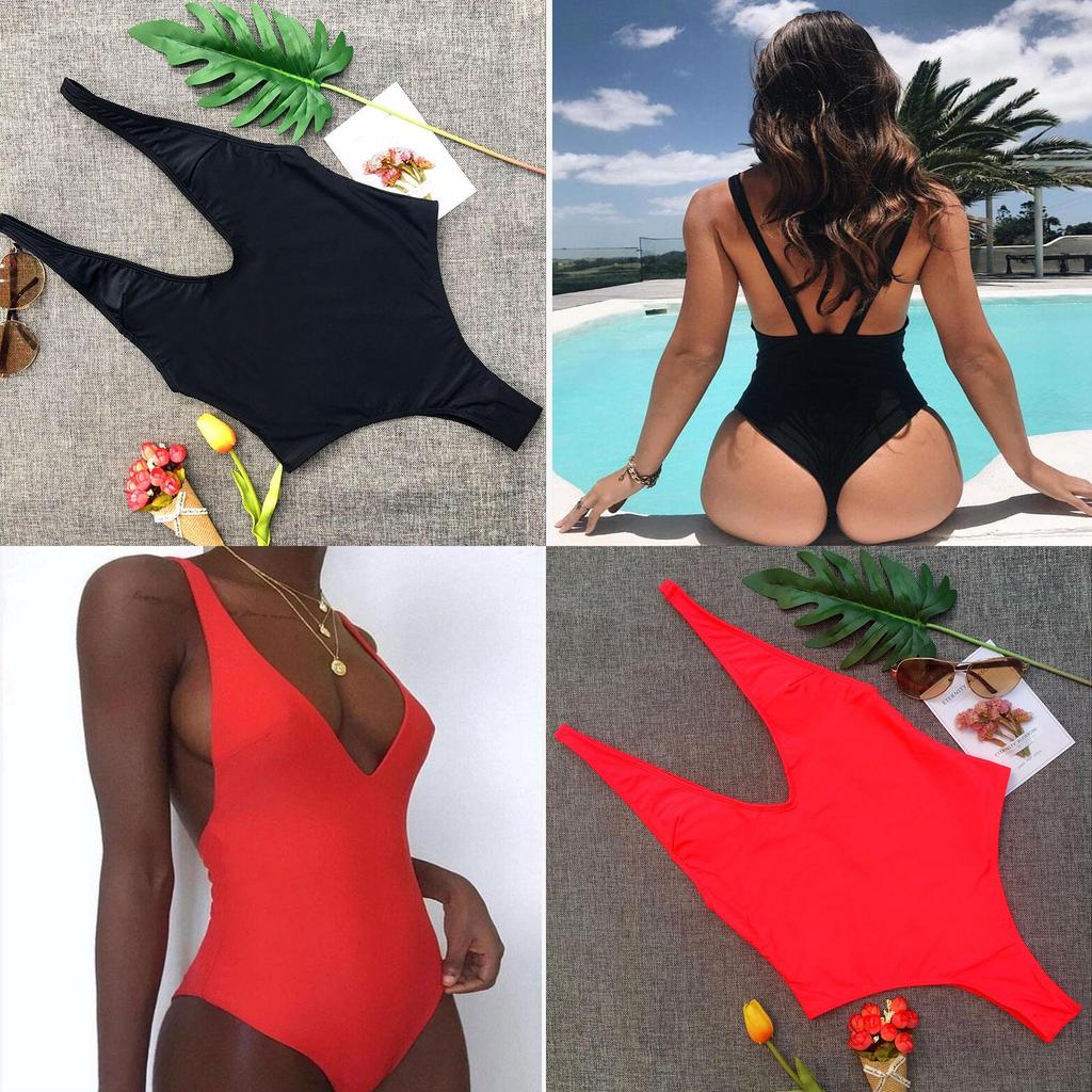 Maillot de bain une pièce élégant pour femmes avec design en V profond et soutien-gorge rembourré pour des aventures de plage stylées
