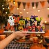 Spooky Halloween Table Centerpieces Happy Wooden Sign Ornaments with Pumpkin Ghost And Bat Elements for Decorations Tiered Tray Decor Autumn