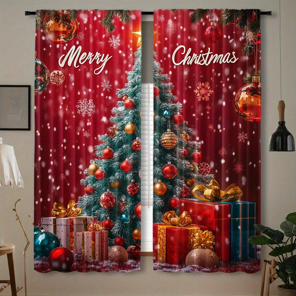 

2 шт. Рождественские олени Санта-Клаус и снеговик шторы цифровая печать, дизайн кармана для гостиной кухни спальни декор 100W130H(CM)40x51in&Grommet Top
