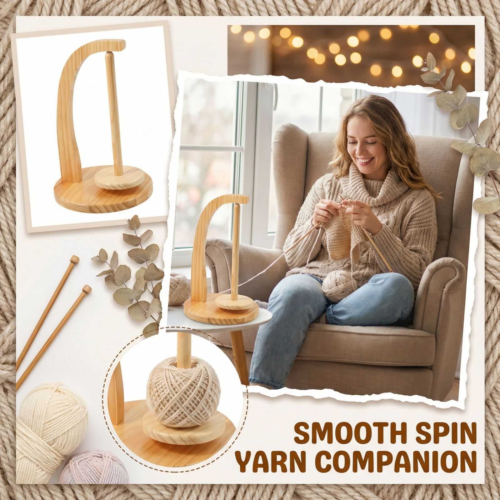 Wooden Yarn Holder For Knitting Magnetic Yarn Ball Holder Rotating Yarn Holder Wooden Yarn Holder One Size
