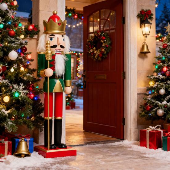 Yousheng Weihnachts-Nussknacker-Ornament Großer Holzsoldaten-Nussknacker Figur für Weihnachtsbaum Haustür Hoteldekoration