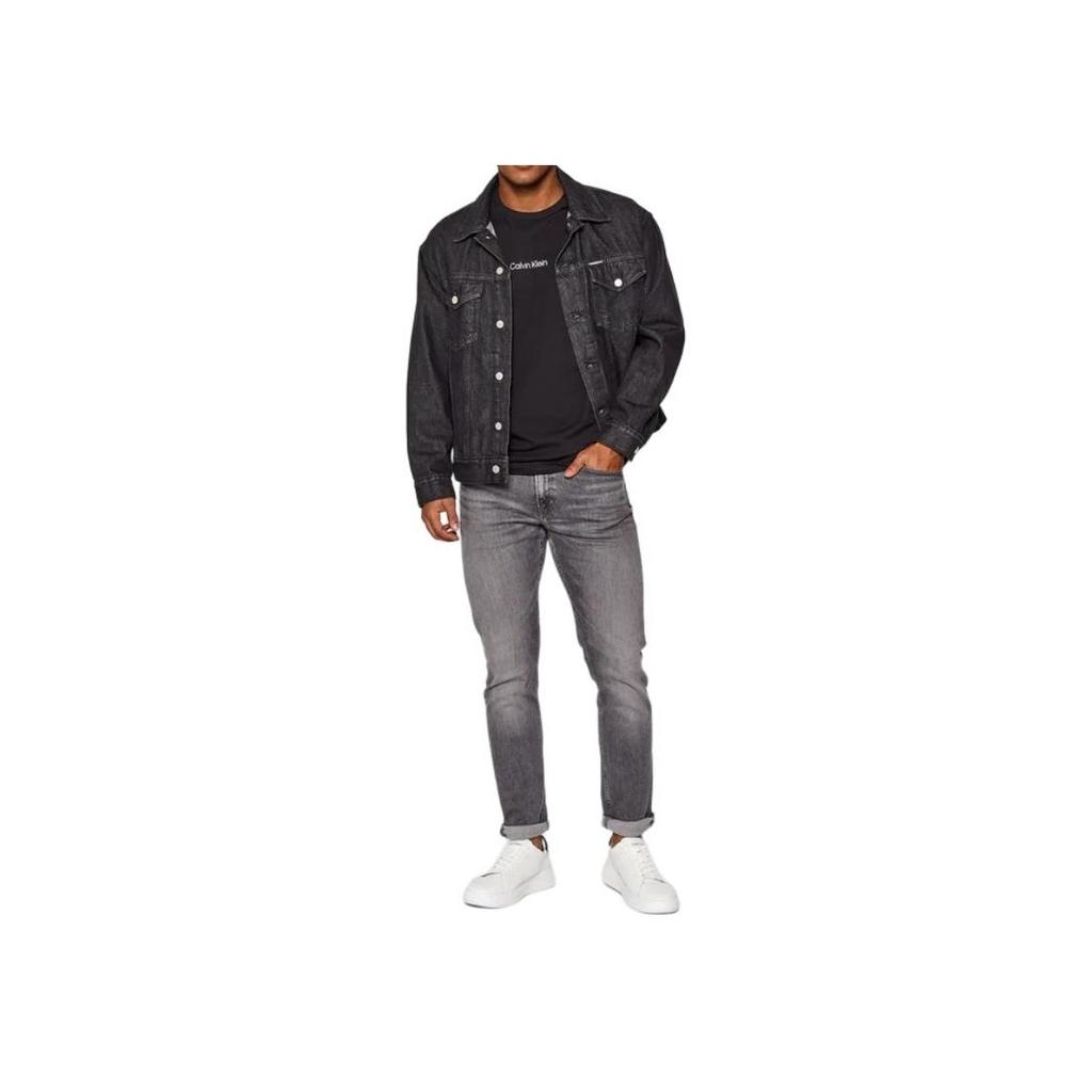 Calvin Klein Ss23 Round Neck Loose Fit Logo Print Long Sleeve T-Shirt Men Tops Black 000NM2171E