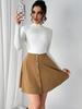 2025 European & American Women's Retro Corduroy A-Line Midi Skirt with Solid Color & Single-Breasted Design