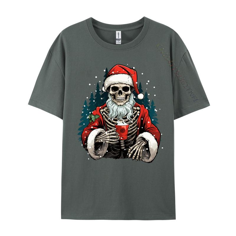 Skeleton Santa Dead Inside Santa Christmas Skull Funny T-Shirts Novelty Birthday Gifts Tees Tops Cotton Black T-Shirt