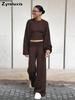 Three-piece Set, Autumn, Knitted Sweater with Loop Neck Camisole High-waisted Wide Leg Pants Suit