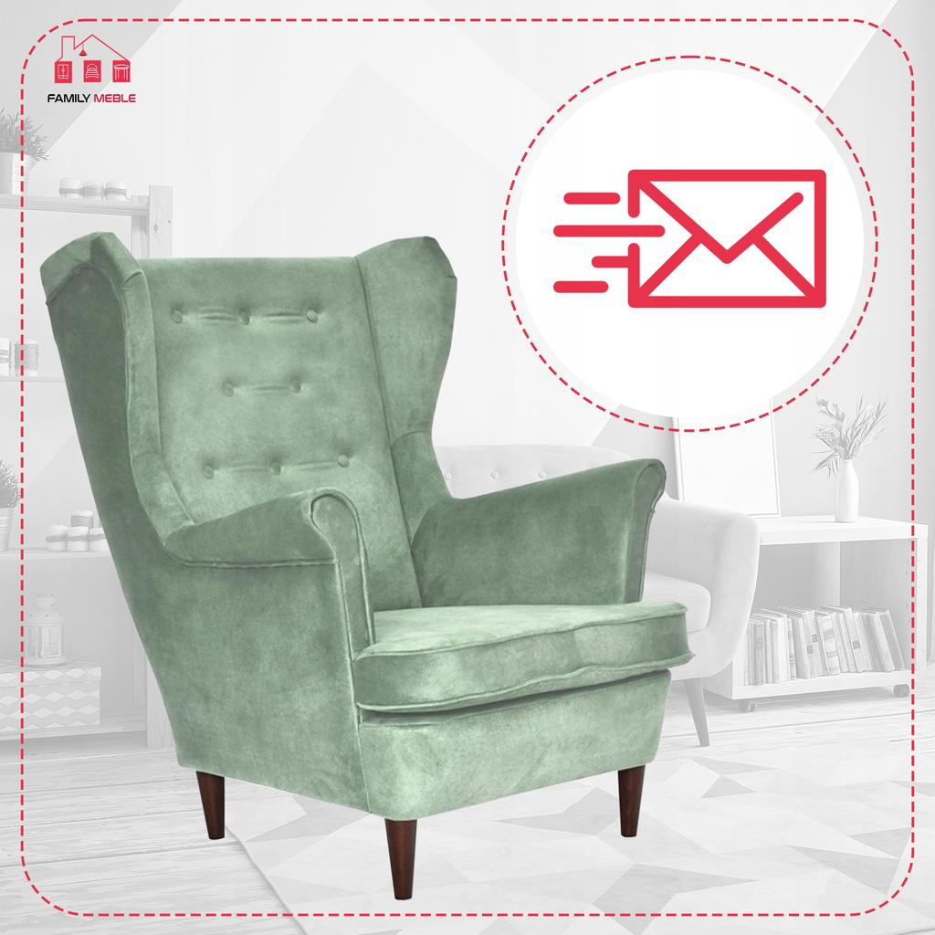 Diana Scandinavian Wing Chair Family Furniture Mint Pistachio Suede