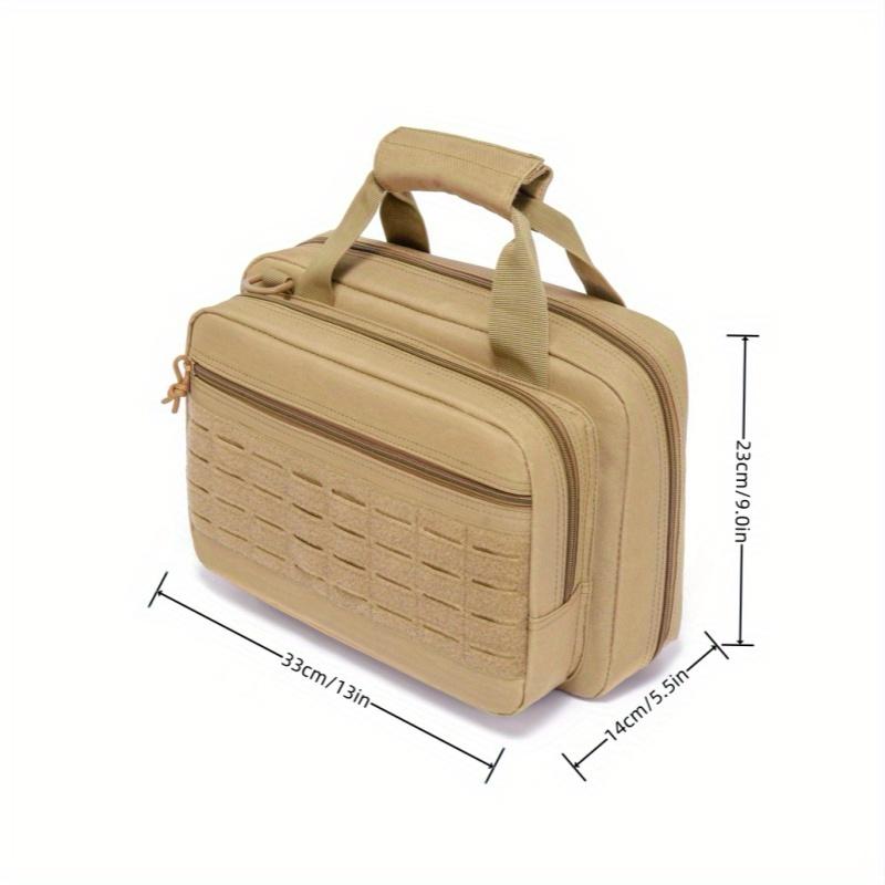 Durable Polyester Tactical Range Bag, 2 Pistols, Adjustable Strap, Zippered Pockets & Mesh. Ideal for Shooting & Hunting.