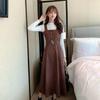 Cord-Camisole-Kleid-Set im französischen Stil - Herbst-/Winterkollektion