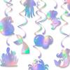 12 Pcs Mermaid Hanging Swirls Decoration Iridescent Mermaid Theme Party Garland Ocean Ceiling Streamer for Birthday Party Supplies