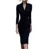 Women's Fashionable Workwear -Colour Waist-Defining Slimming V-Neck Bodycon Midi Dress