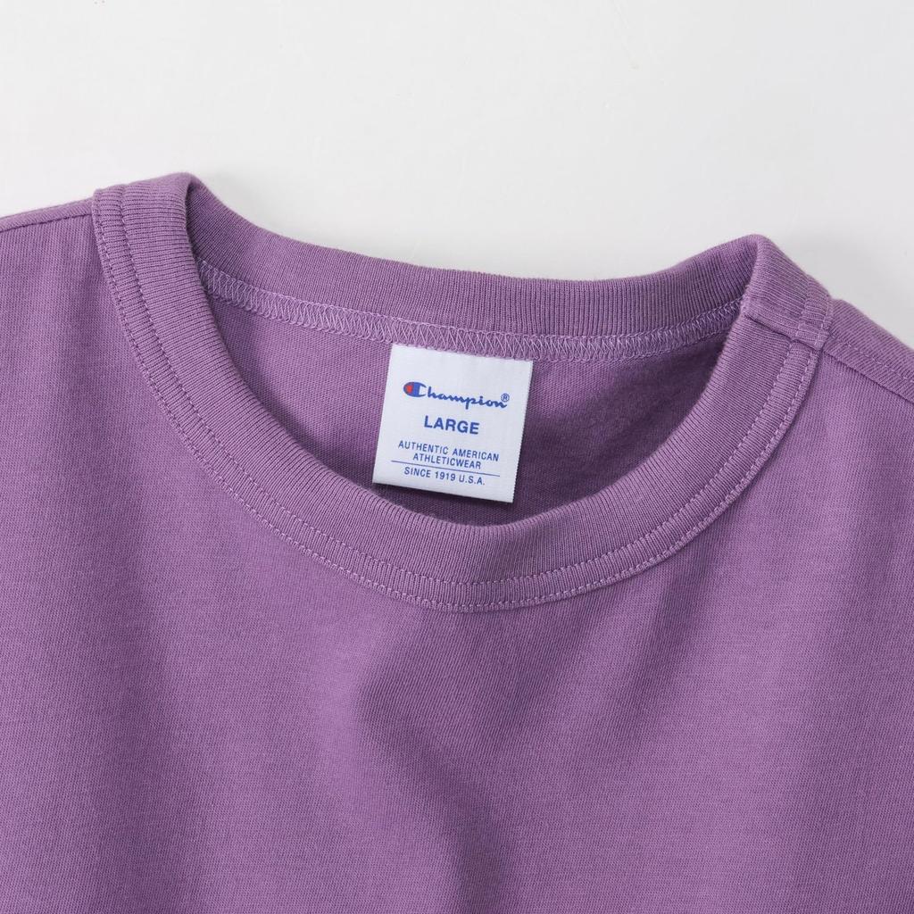 Champion short logo short sleeve L T-shirt, sleeve, 100% cotton, classic, one-point embroidery, T-shirt, basic, C3-P300Z, men's, violet,